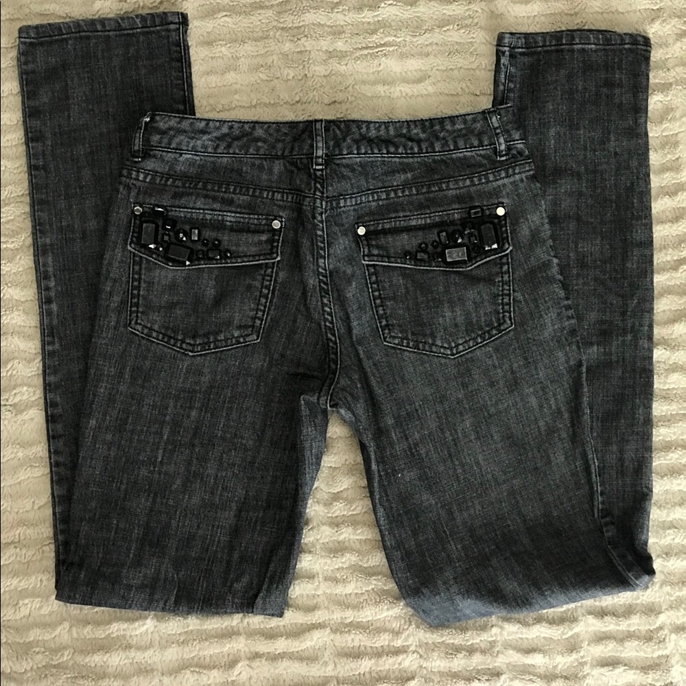 Michael Kors dark wash jeans with black stones